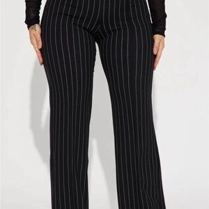 Fashion Nova Black and White Pinstripe Flare Pants